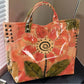 Vintage Grunge Floral Print PVC Tote Bag