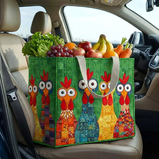 Funky Chicken Quilted Shopping Bag