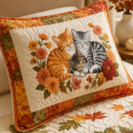 Autumn Garden Cat Quilted Bedding Set