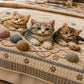 Cat Lovers Cozy Yarn Quilted Bedding Set