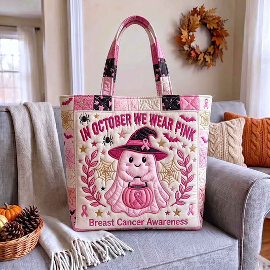 Pink October Ghost Handmade Tote Bag