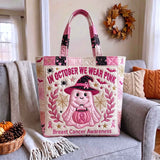 Pink October Ghost Handmade Tote Bag