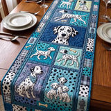 Vintage Blue Spotted Dog Print Quilted Table Runner