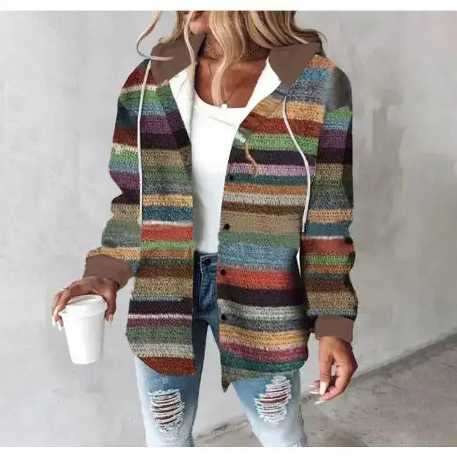 Women’s Plaid Hooded Zip-Up Jacket
