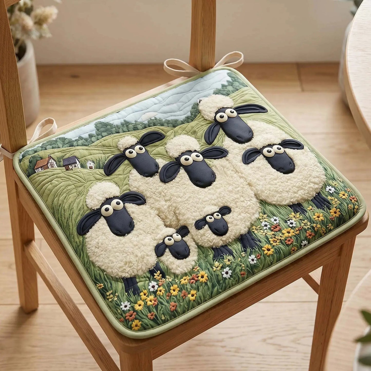 Little Sheep Quilted Chair Cushion