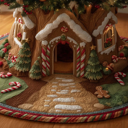 Gingerbread House Quilted Tree Skirt