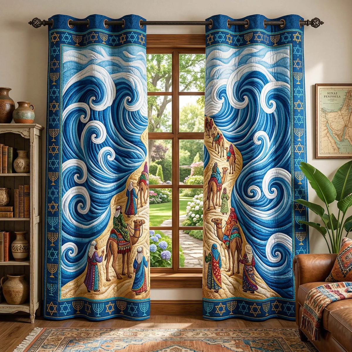 Camel Wave Quilted Curtains