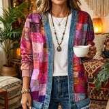 Vibrant Indian Sari 3D Digital Printing Denim Shirt