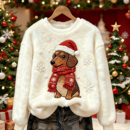 Dachshund Xmas Cozy Plush Sweatshirt