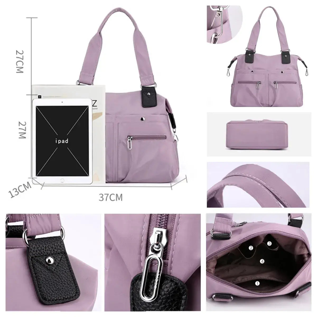 Waterproof Multi Pocket Resistant Nylon Handbag
