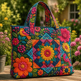 Colorful Floral Mandala Handmade Tote Bag