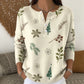 Christmas Retro 3D Digital Print Polo Sweatshirt With Buttons