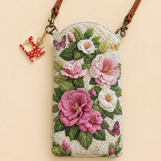 Camellia Butterfly Quilted Slim Phone Crossbody Bag
