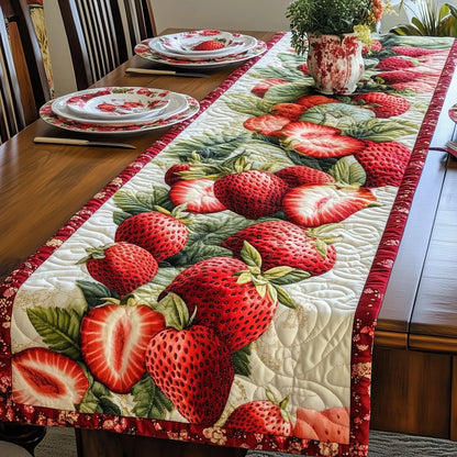 Strawberry Treat Quilted Table Runner