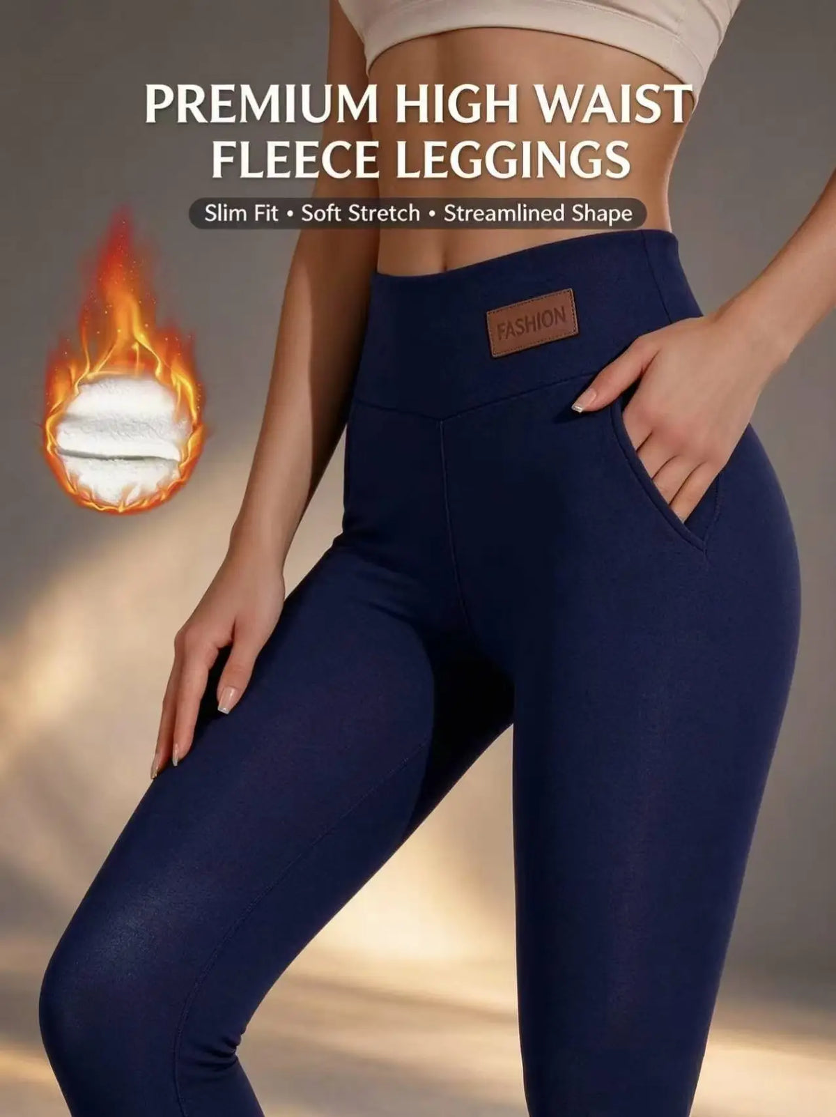Women's Fleece-Lined High-Waist Leggings with Pockets