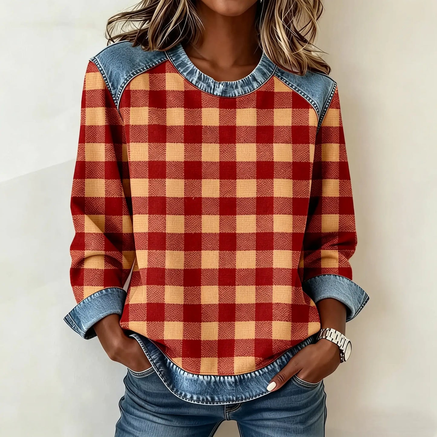Patchwork Sweatshirt Women – Relaxed Urban Style