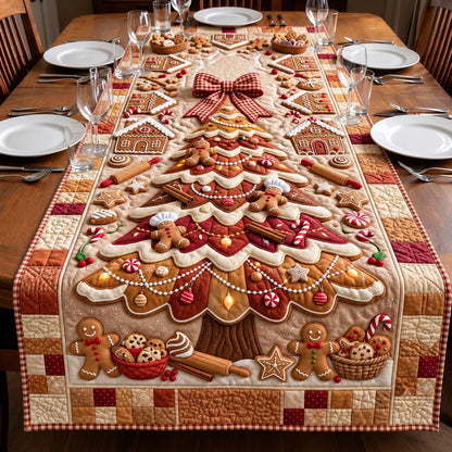 Gingerbread Tree Quilted Table Runner