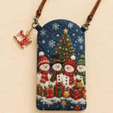 Snowman Family Quilted Slim Phone Crossbody Bag