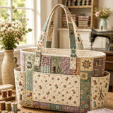Sewing Tools Multiple Pockets Quilted Tote Bag