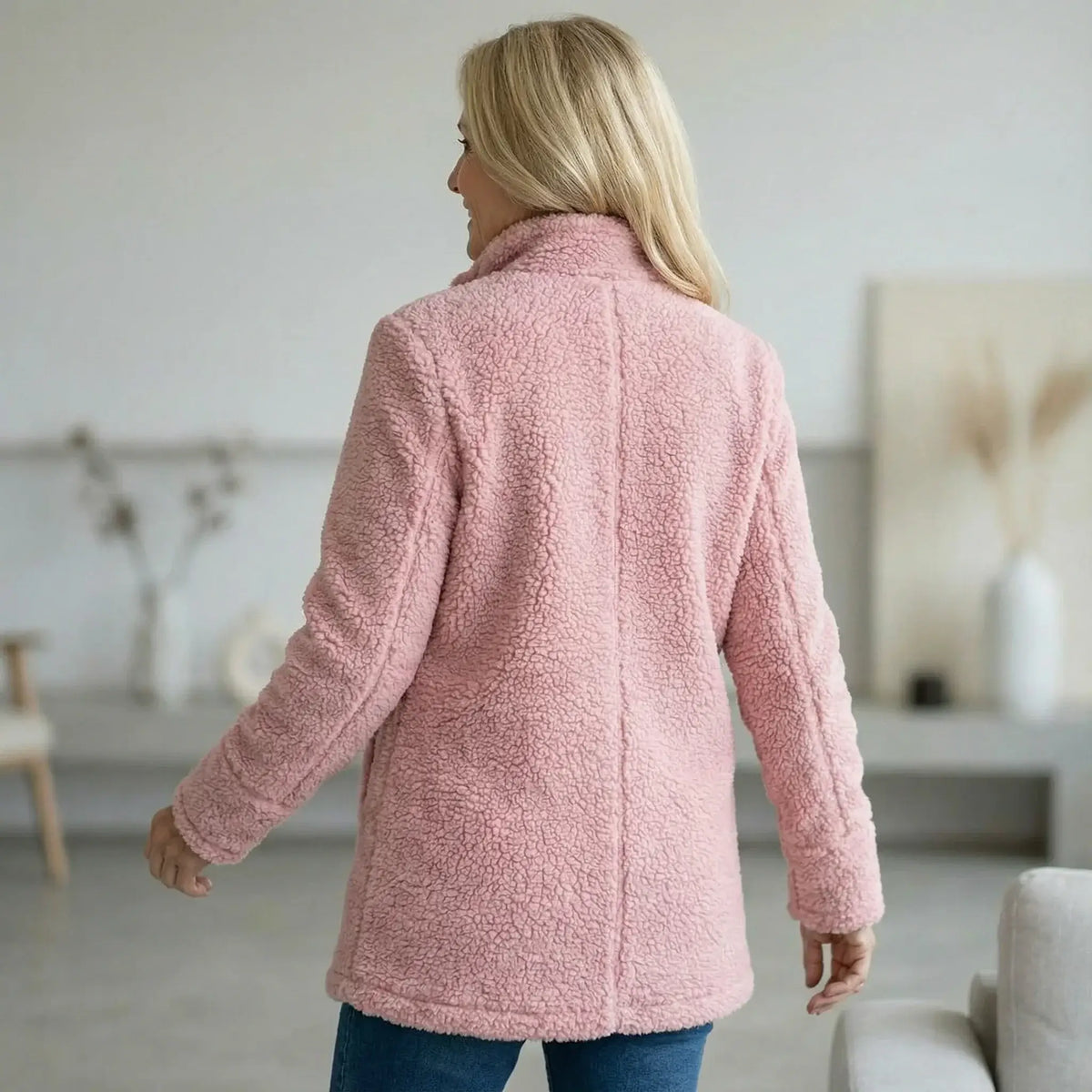 Full-Zip Lambswool-Feel Stand Collar Jacket