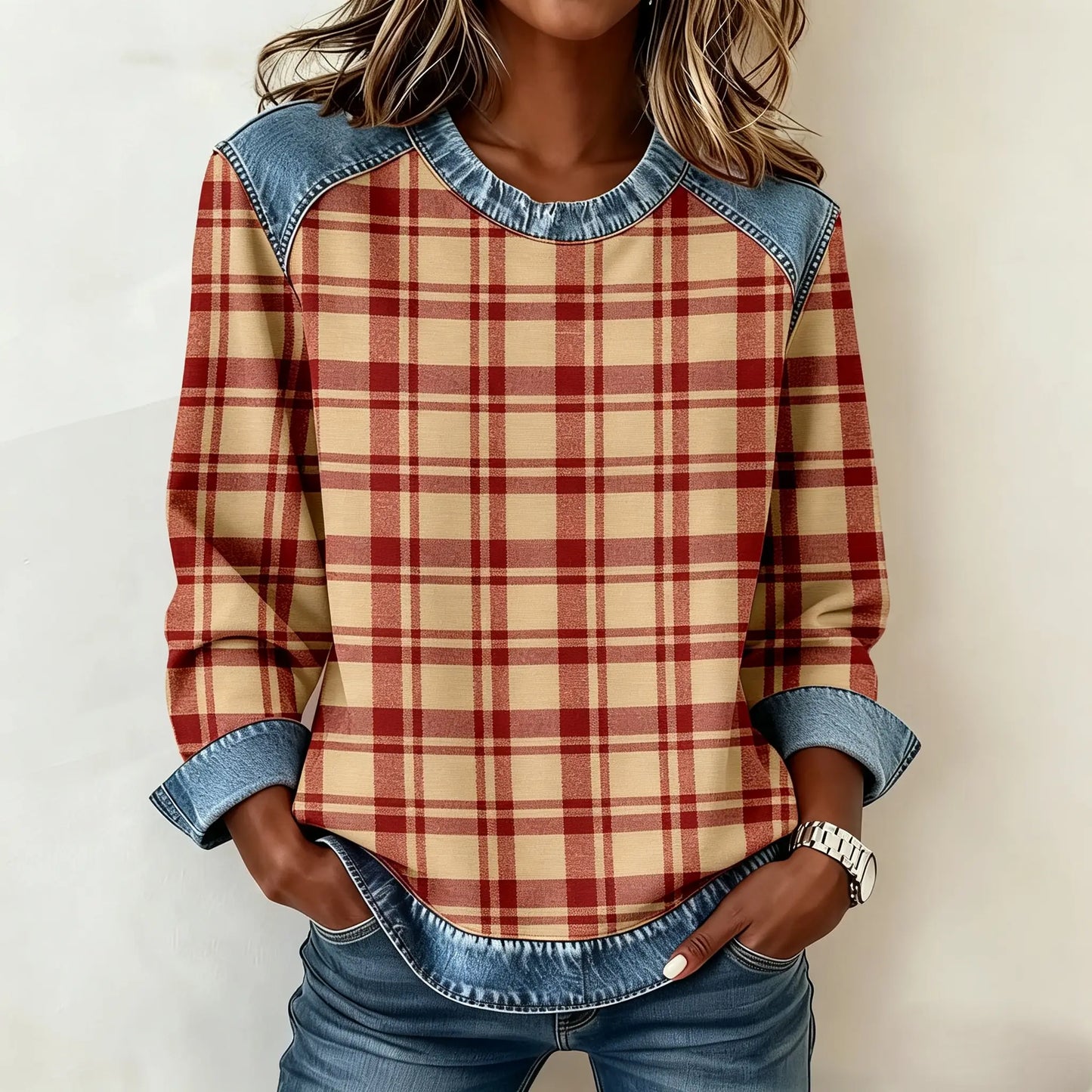 Patchwork Sweatshirt Women – Relaxed Urban Style