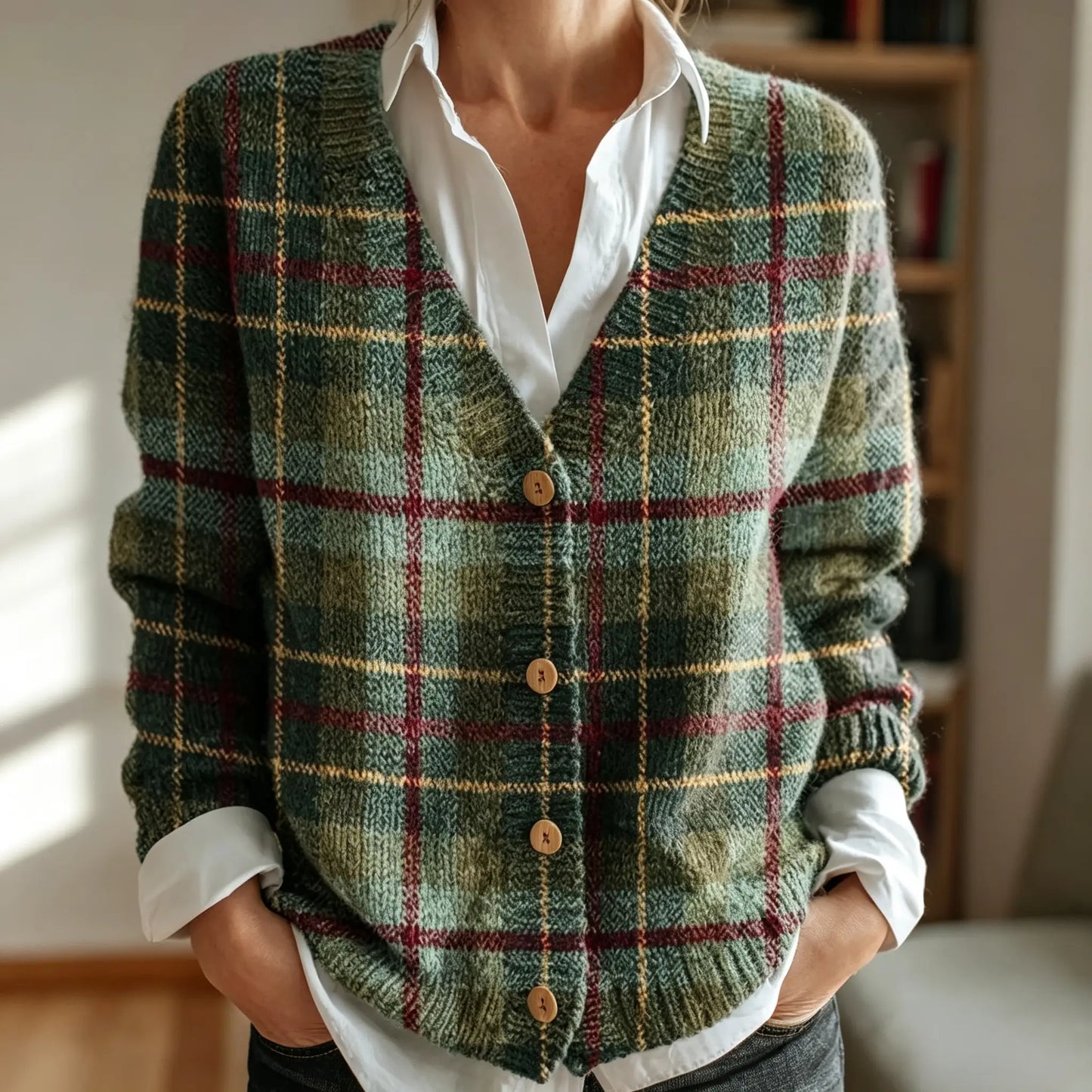 Women's Vintage Floral Art Pattern Print Buttoned Cardigan Sweater