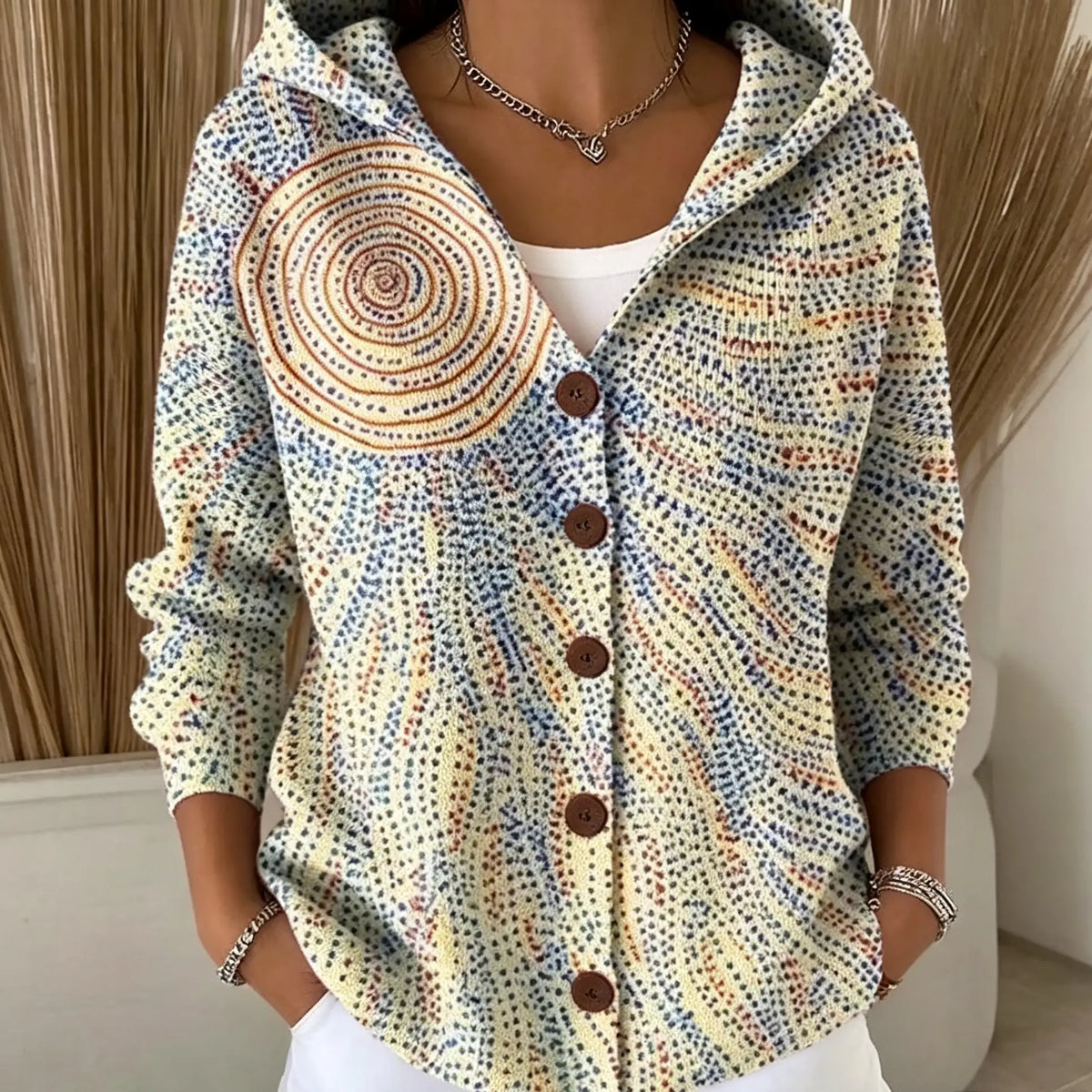 Elegant Button Hooded Sweater
