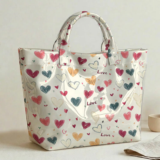 Love Letter Graffiti Print PVC Tote Bag
