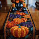 Autumn Pumpkin Night Quilted Table Runner