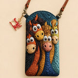 Cartoon Horses Quilted Slim Phone Crossbody Bag