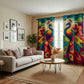 Colorful Feathers Quilted Curtains