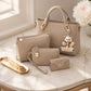 4-Piece PU Leather Tote Crossbody Matching Handbag Set