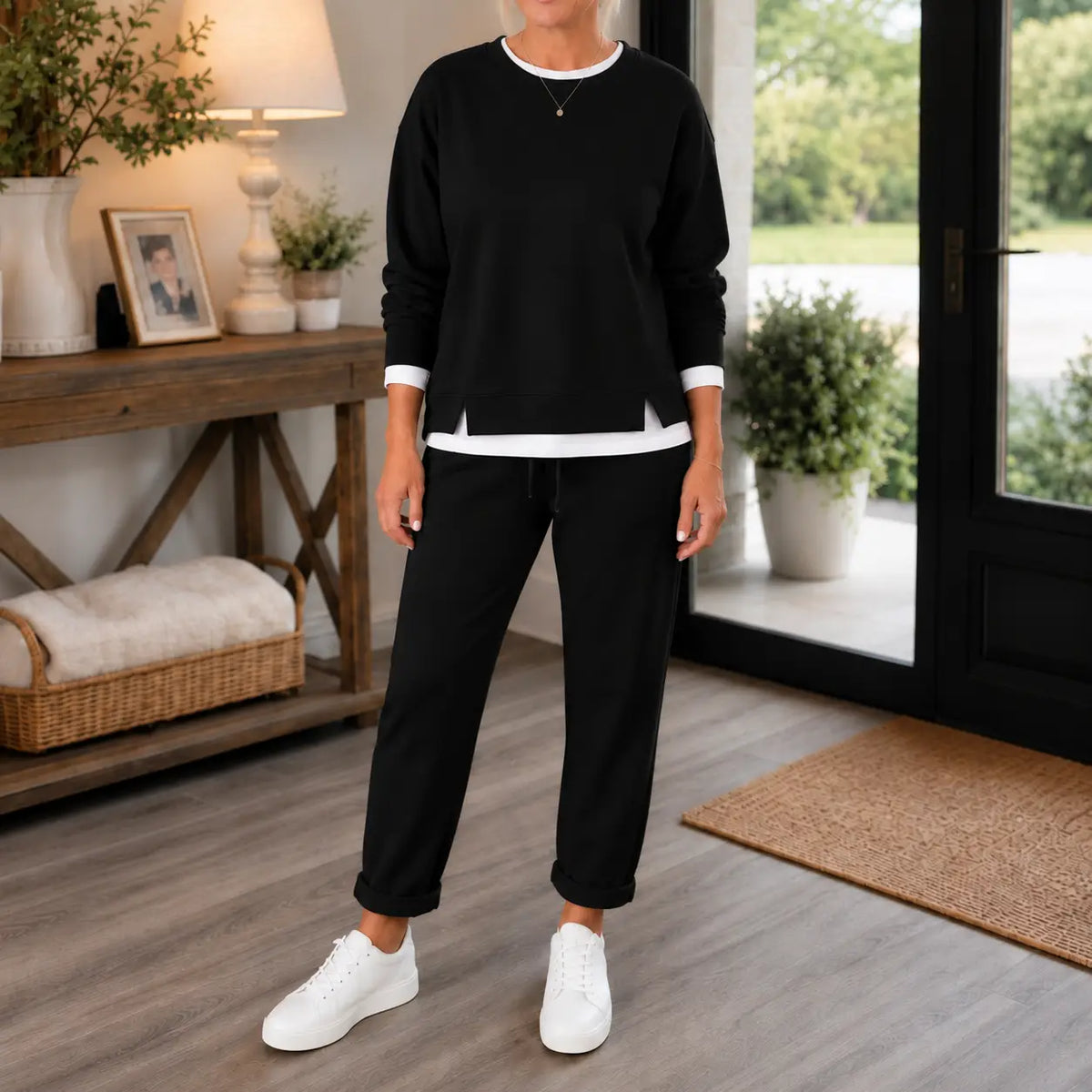 Wearbella – Side-Slit Sweatshirt And Jogger Set