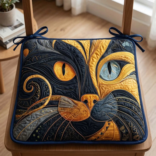 Black Cat Quilted Chair Cushion