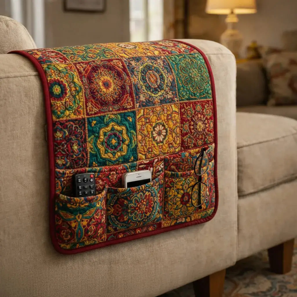 Mosaic Ember Quilted Sofa Armrest Organizer