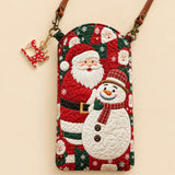 Santa & Snowman Quilted Slim Phone Crossbody Bag