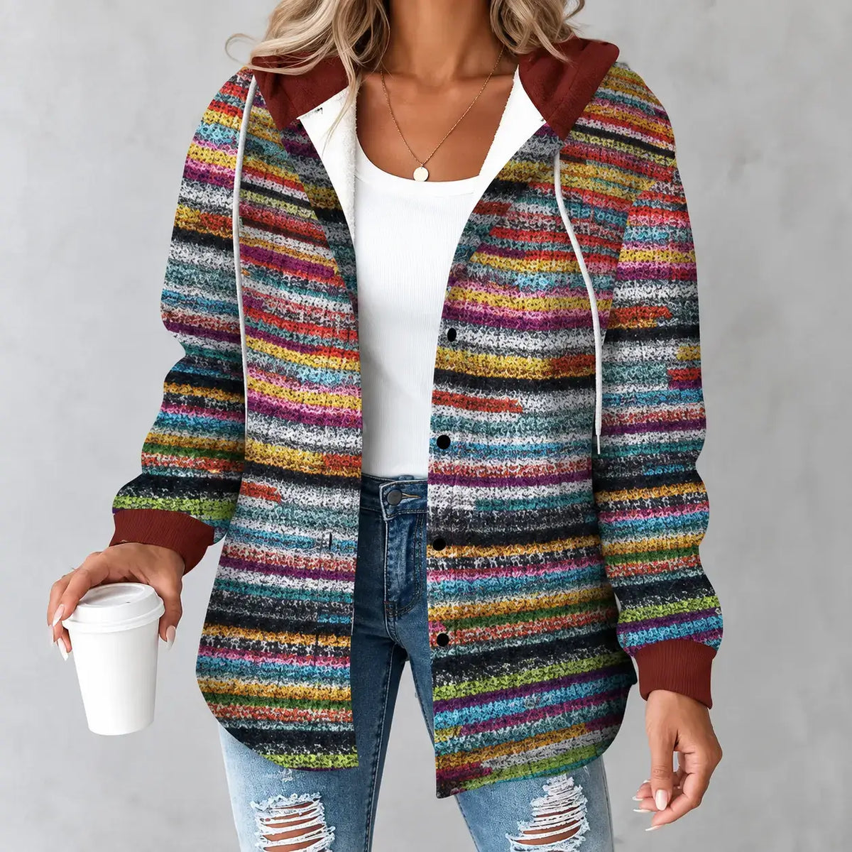 Women’s Plaid Hooded Zip-Up Jacket
