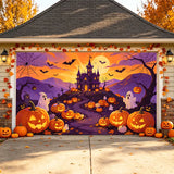 Cute Ghost & Pumpkin Haunted Halloween Garage Door Banner Decoration