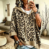 Comfortable And Casual Leopard-print Knitted Hoodie
