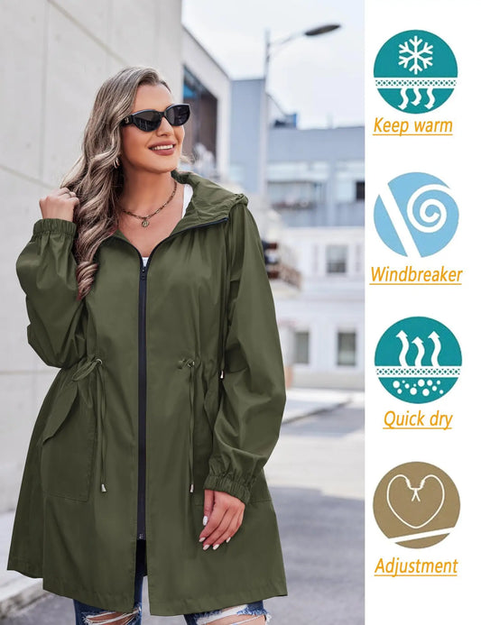 Women's Lightweight Waterproof Rain Coat with Hood