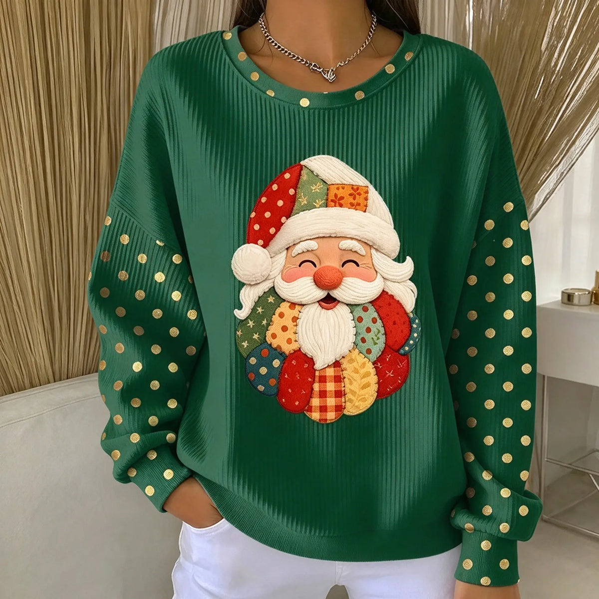 Women Christmas Crew Neck Printing Casual Sweatshirt