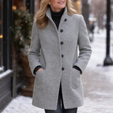 Women's Button-Front Stand Collar Fall Coat