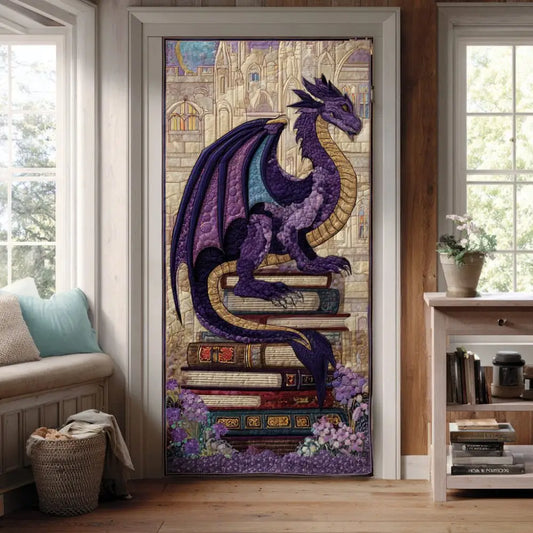 Purple Dragon Vintage Book Quilted Door Cover