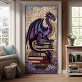 Purple Dragon Vintage Book Quilted Door Cover