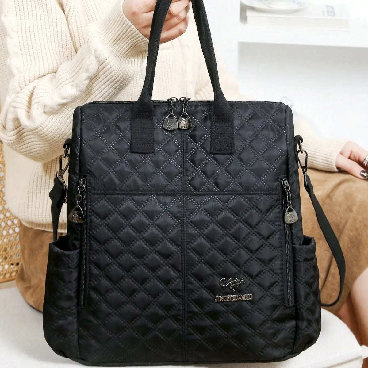 Anti-Theft Vintage Quilted Nylon Women's Backpack