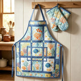 Tropical Fish Quilted Apron Set (2-Piece) – Padded Apron + Heat-Resistant Oven Mitts