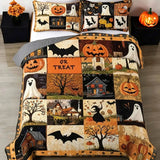 Halloween Trick Or Treat Quilted Bedding Set
