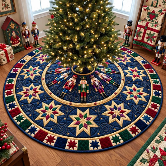 Midnight Nutcracker Stars Quilted Tree Skirt