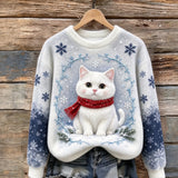 Winter Cat Cozy Plush Sweatshirt