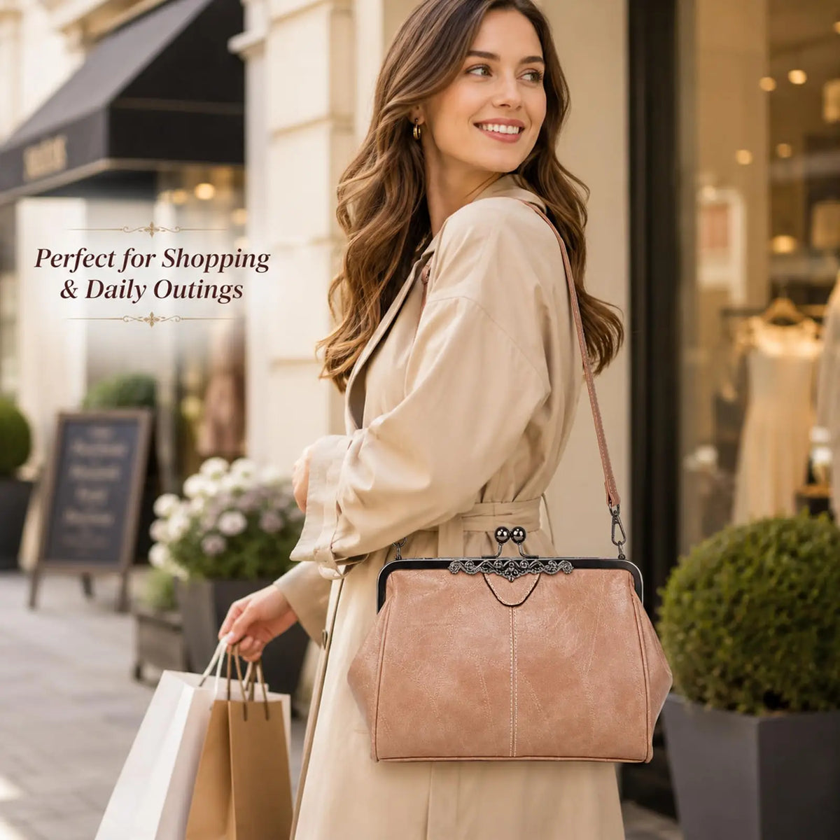 💼2026 New Kattee Elegant Waterproof Women’s Leather Kiss-Lock Tote Handbag